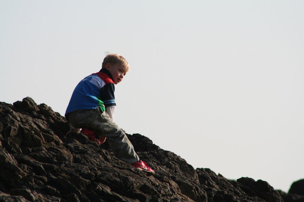 boy on rocks