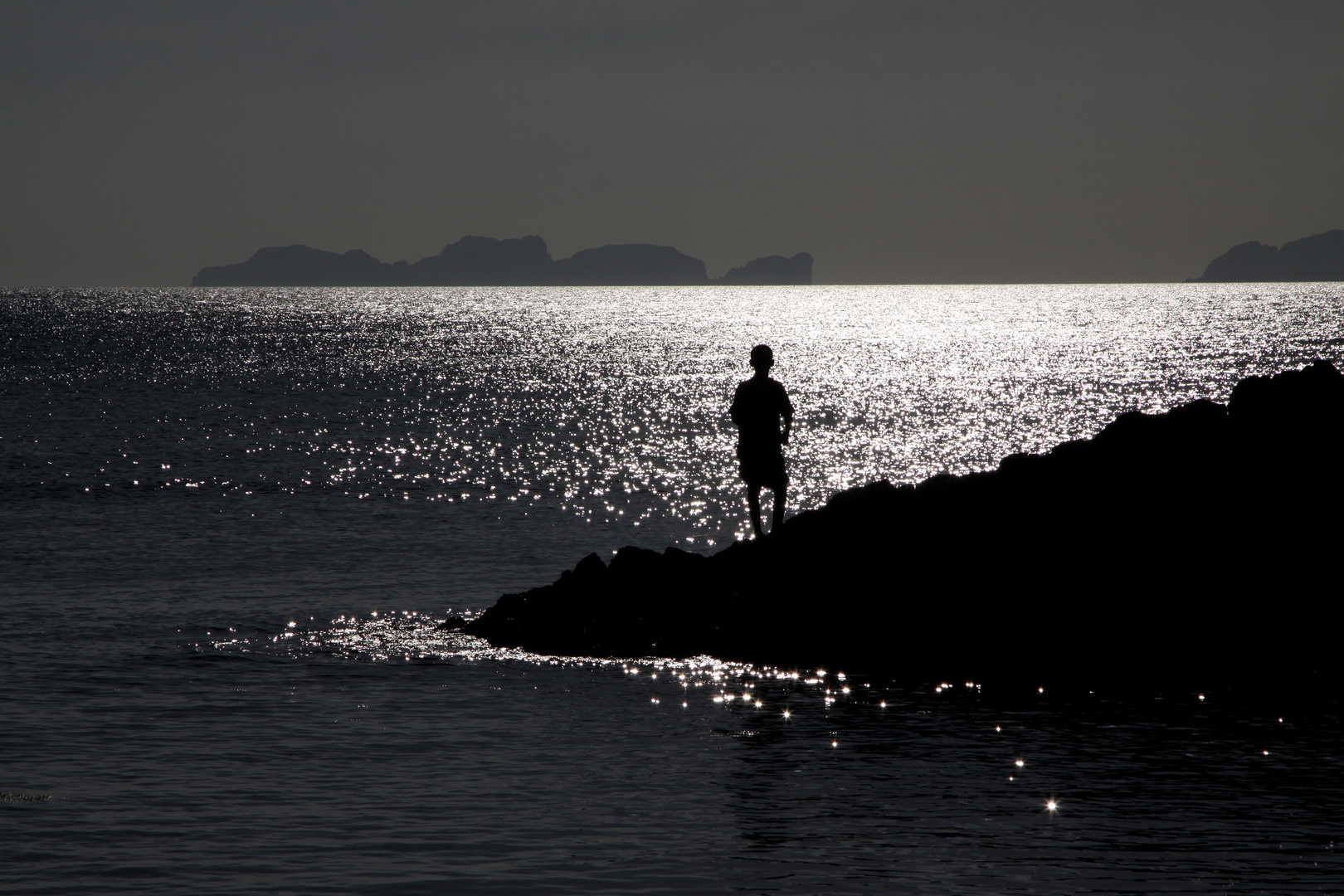 Boy watching "The Beach"