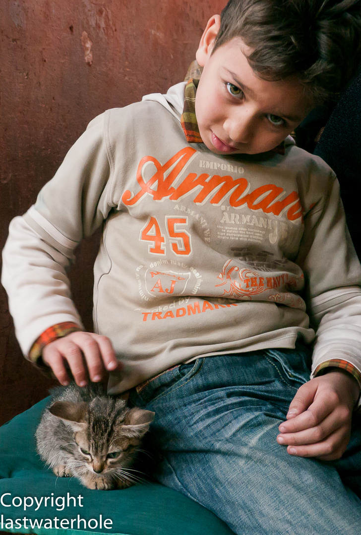 boy with cat