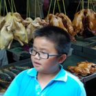 Boy with chicken