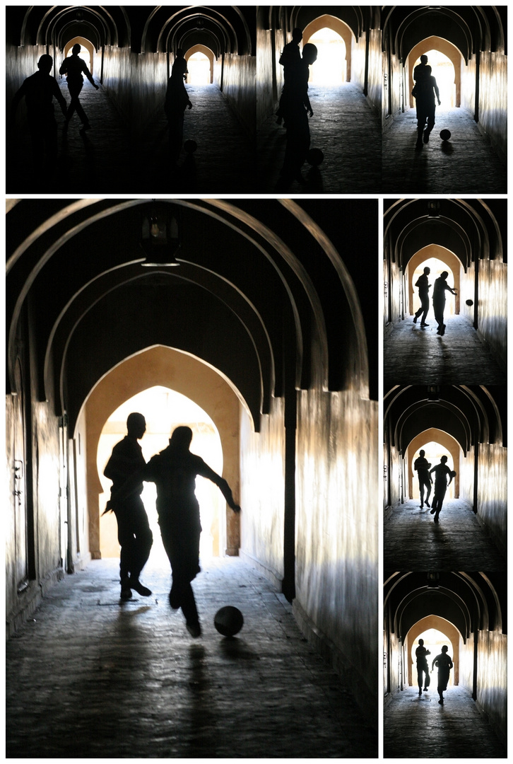 Boys playing football