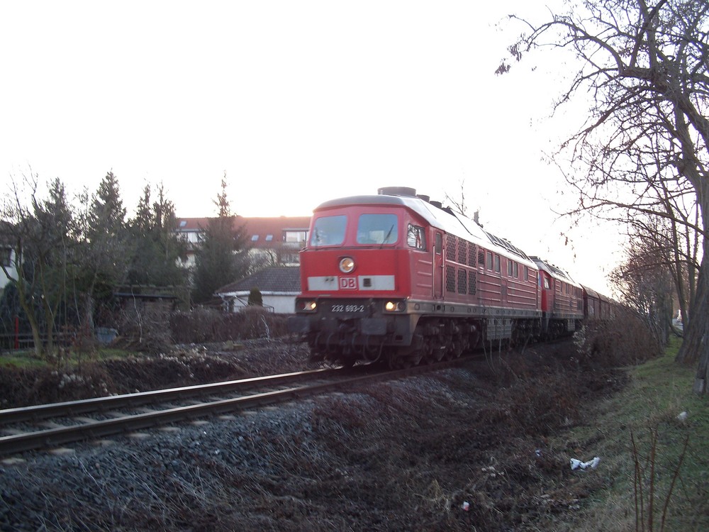 BR 232+BR 232 mit einem Kalkzug in Halberstadt