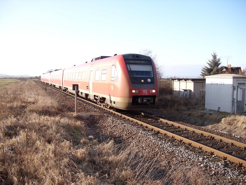 BR 612 mit fehlender Kontrollnummer bei bestem Licht nahe Wegeleben