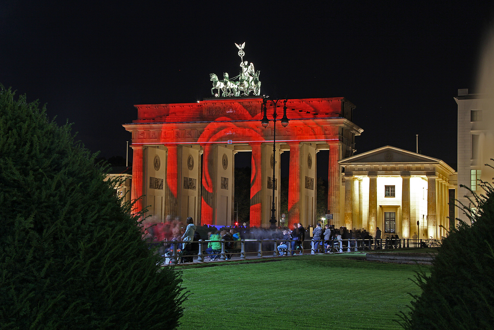 Brandenburger Tor beim Festval of Lights 2014 mit Rose.