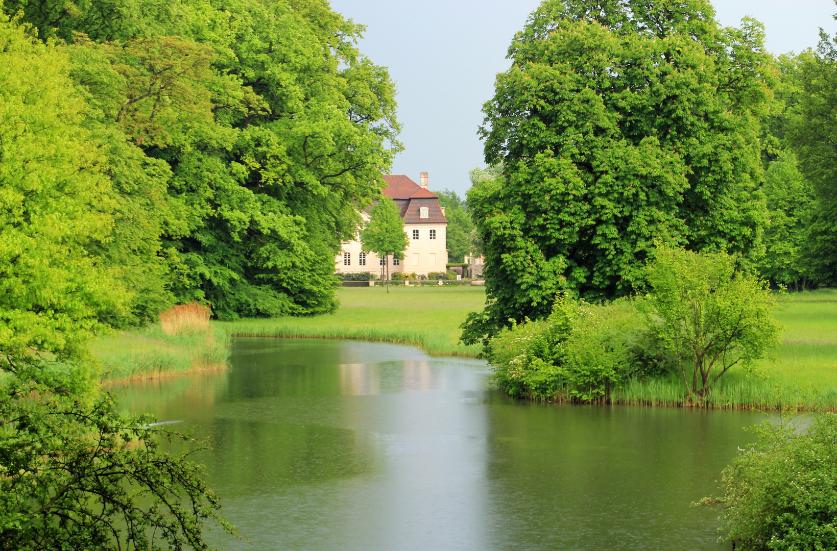 Branitzer Park im Regen 7: Blick vom Kugelberg aufs Schloss