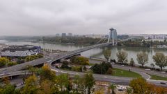 Bratislava - View from Bratislavsky Hrad on Donau River & Most SNP - 05