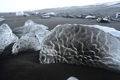 Breiðamerkursandur Eis mit schwarzem Sand