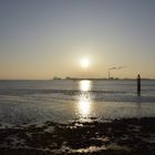 Bremerhaven im nebligen Sonnenuntergang 
