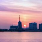 Bremerhaven Skyline zum Sonnenaufgang