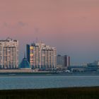 Bremerhavener Skyline bei Sonnenuntergang