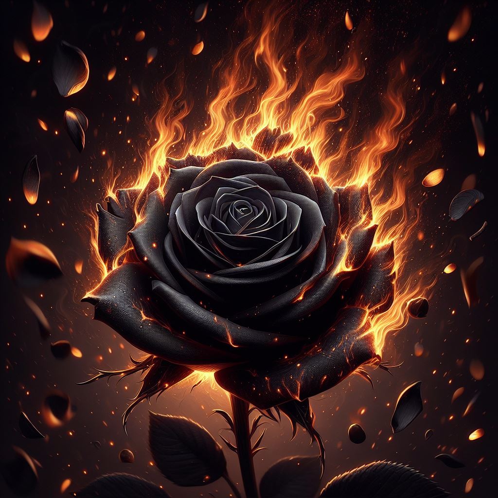 brennende schwarze Rose