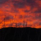 brennender Sonnenuntergang vom Fenster aus