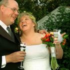 Bride and Groom after the Toast to sucess.