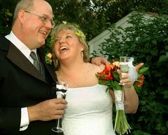 Bride and Groom after the Toast to sucess.