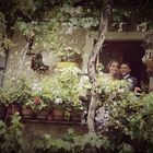 Bride and Groom on the balcony.