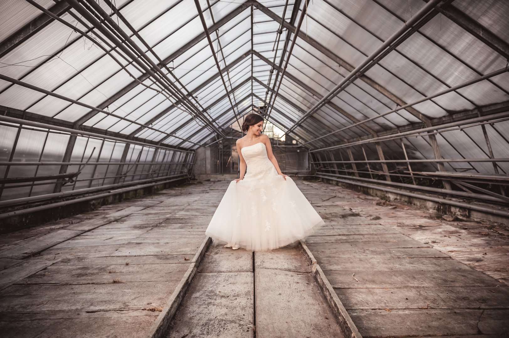 Bride in Greenhouse
