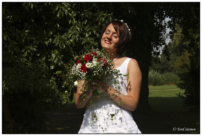 Bride in sunshine