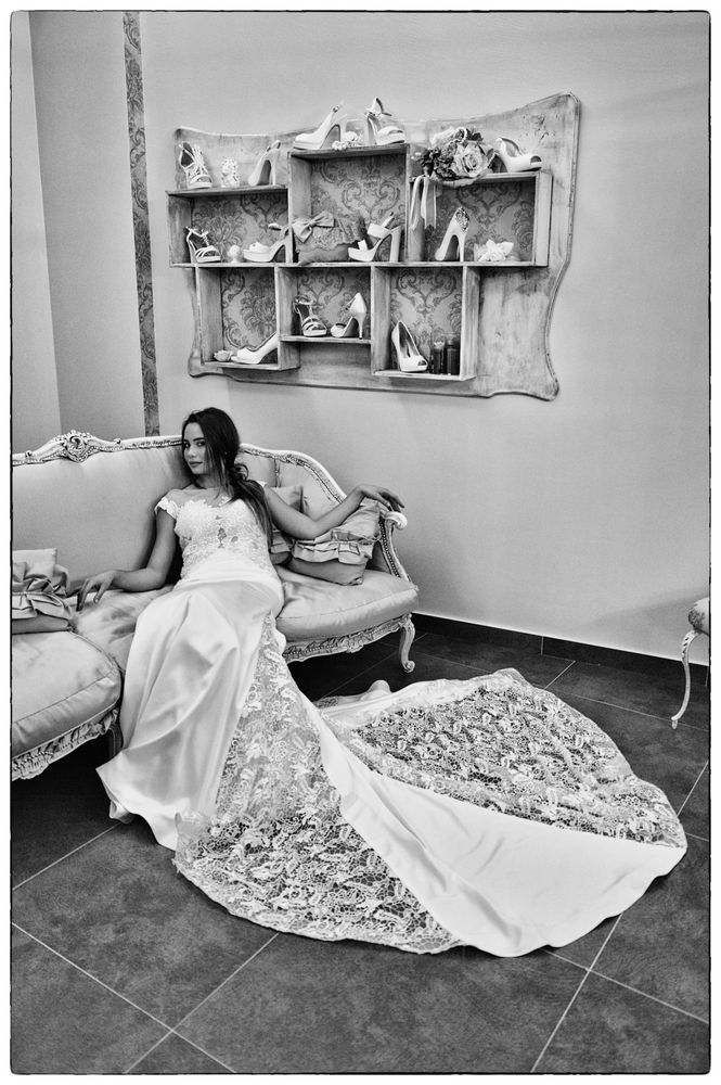 Bride on sofa