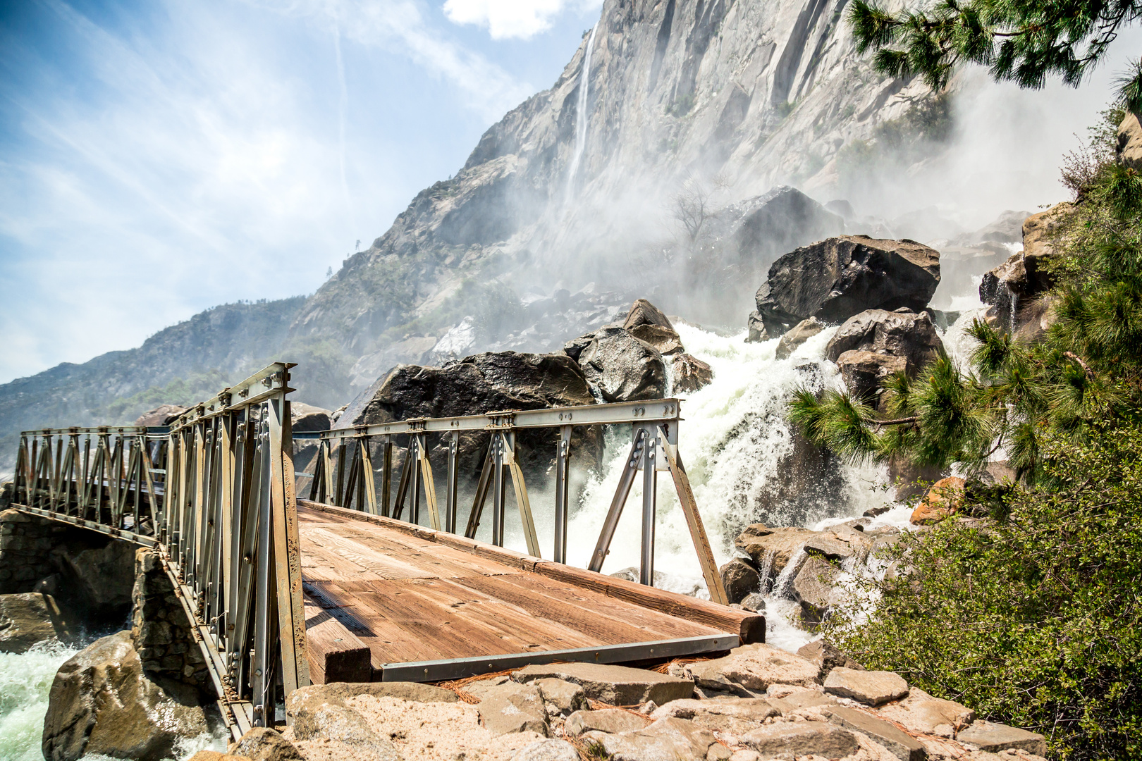 Bridge crossing Waterfall