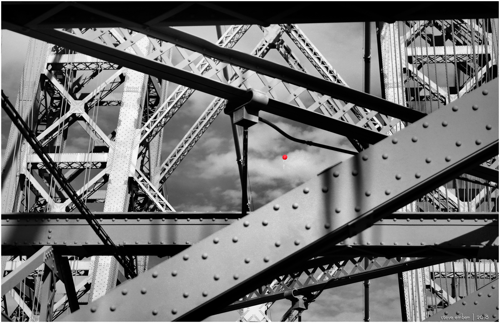 Bridge Girders and a Red Balloon - a New York Moment