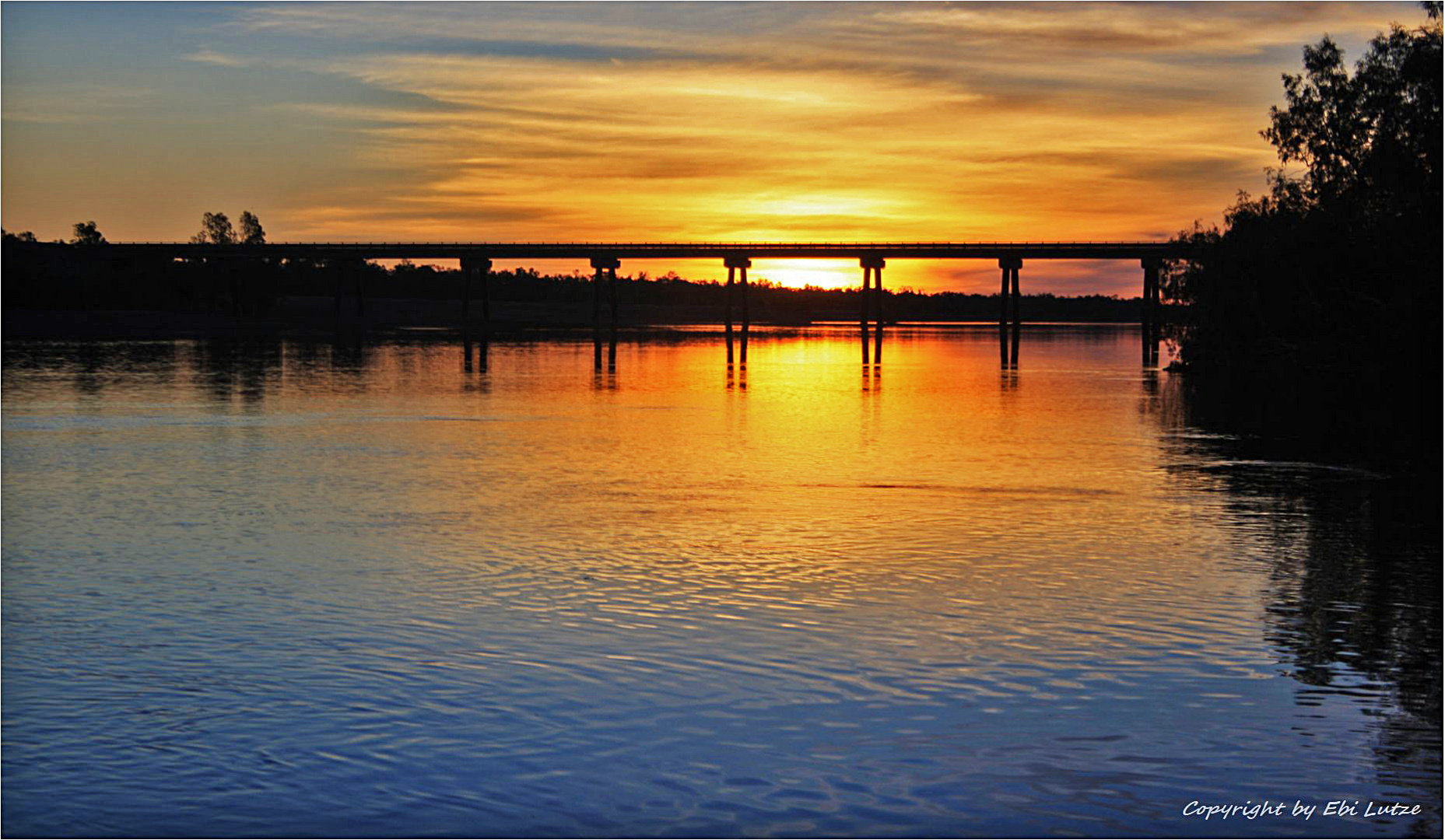 * Bridge over calm water /  DeGrey River *