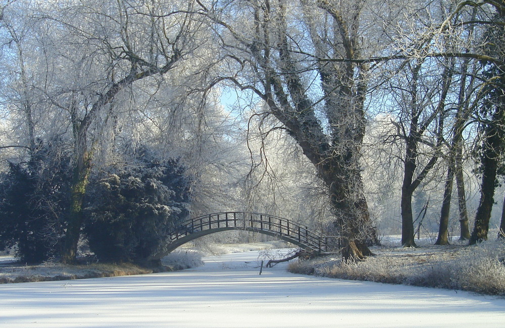 bridge over icy water