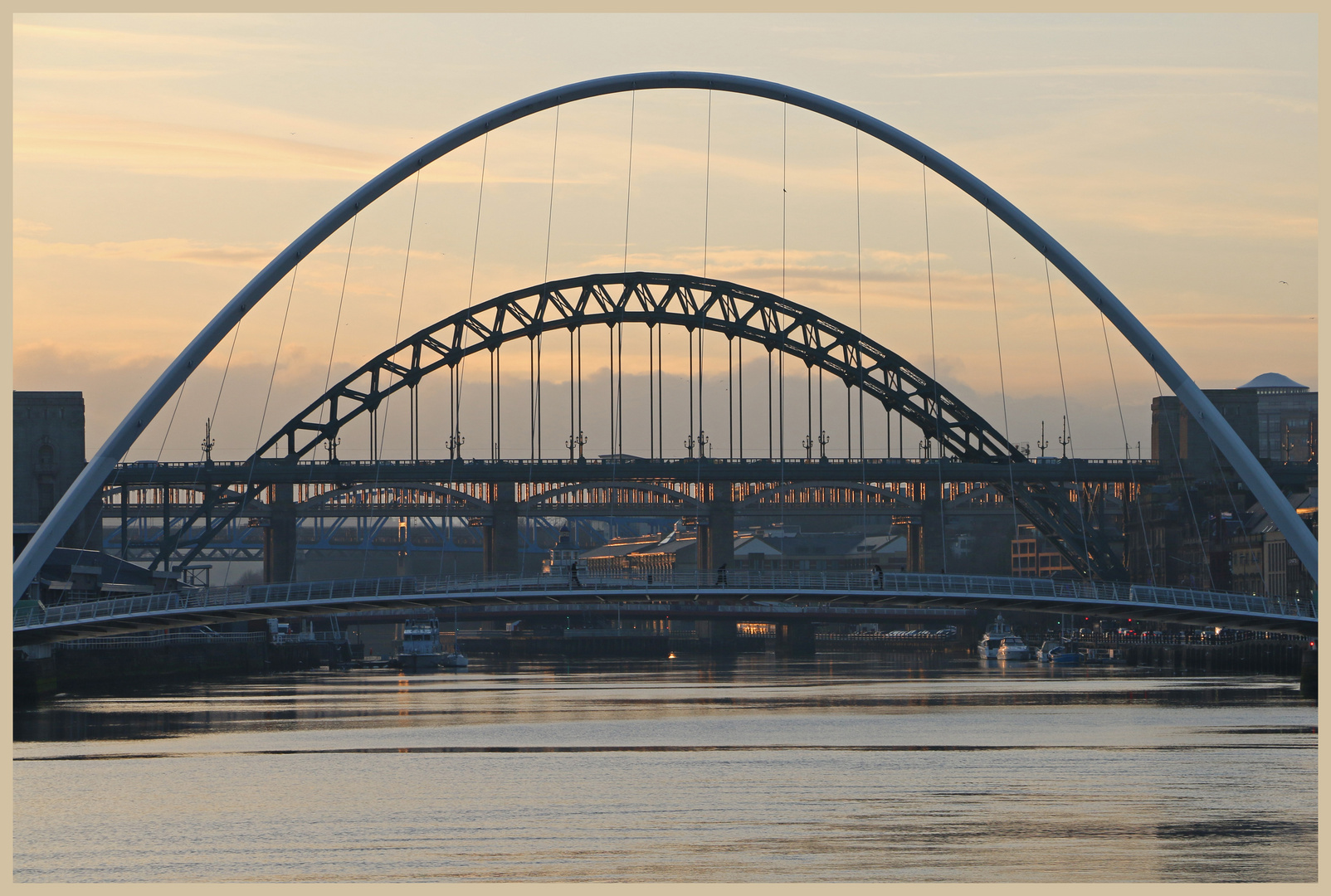 bridges over the tyne in winter 8