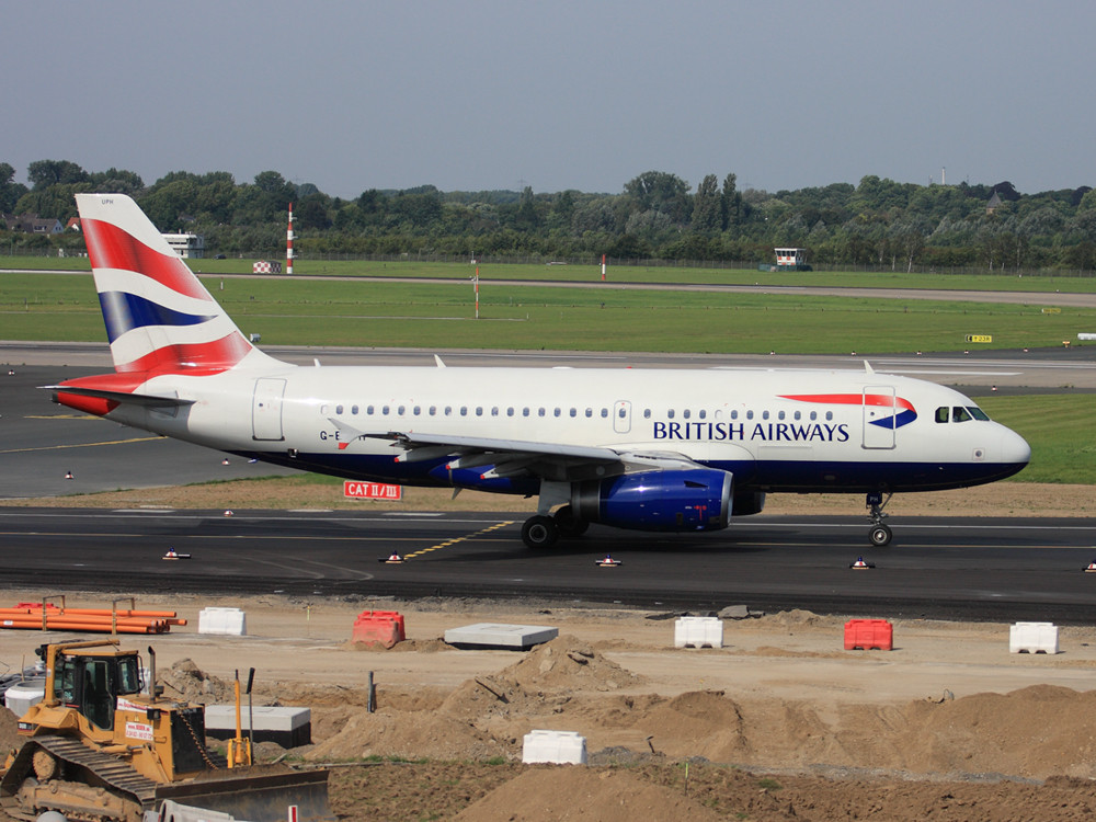 British Airways Airbus auf dem Weg zur Startbahn.