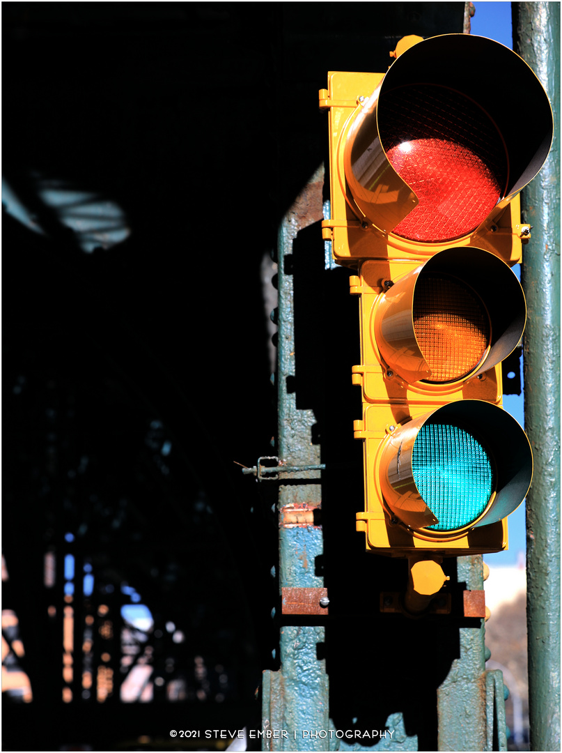 Broadway Traffic Signal under Manhattan Valley 1 Train Viaduct  