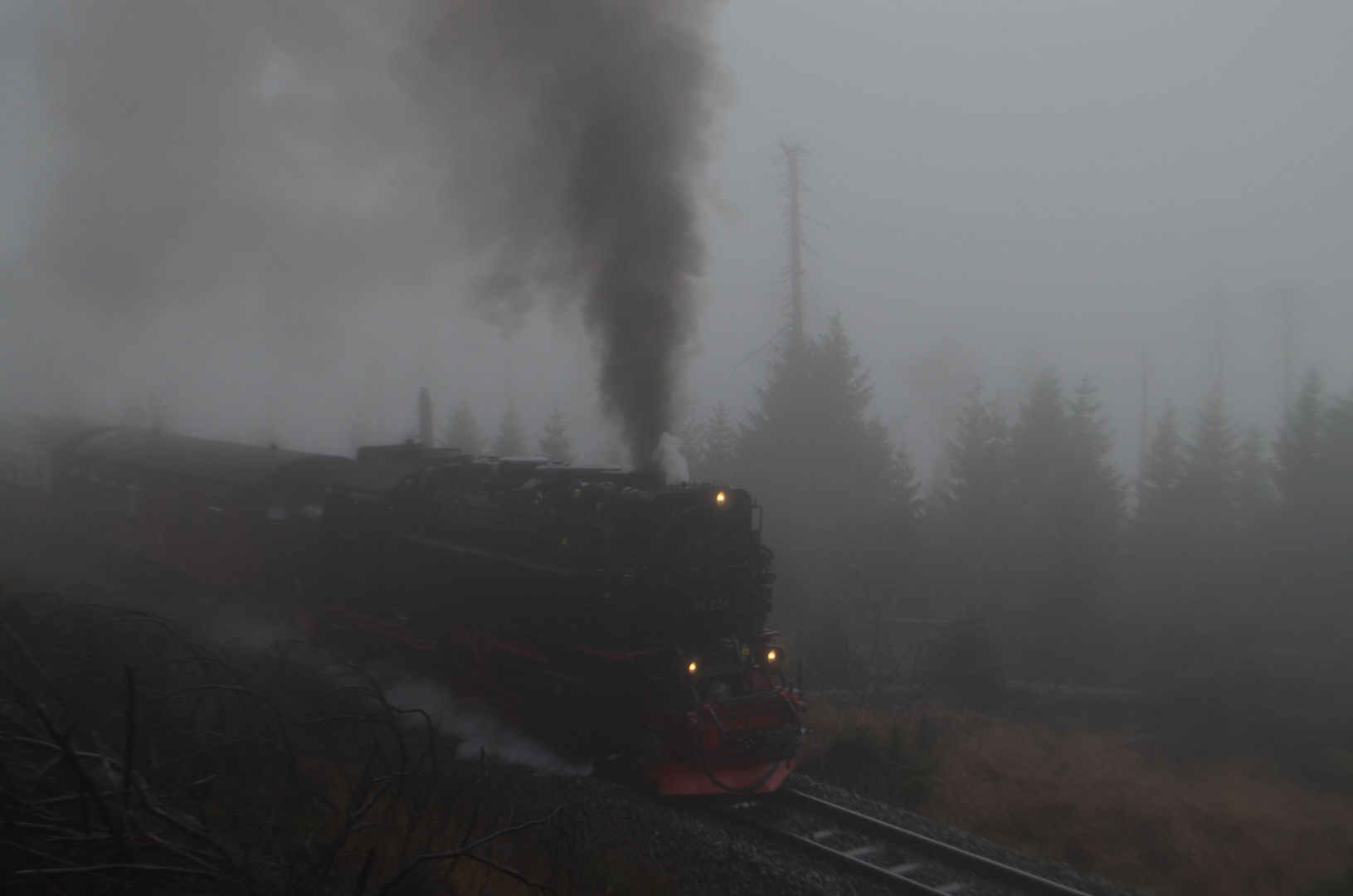 Brockenbahn im Nebel