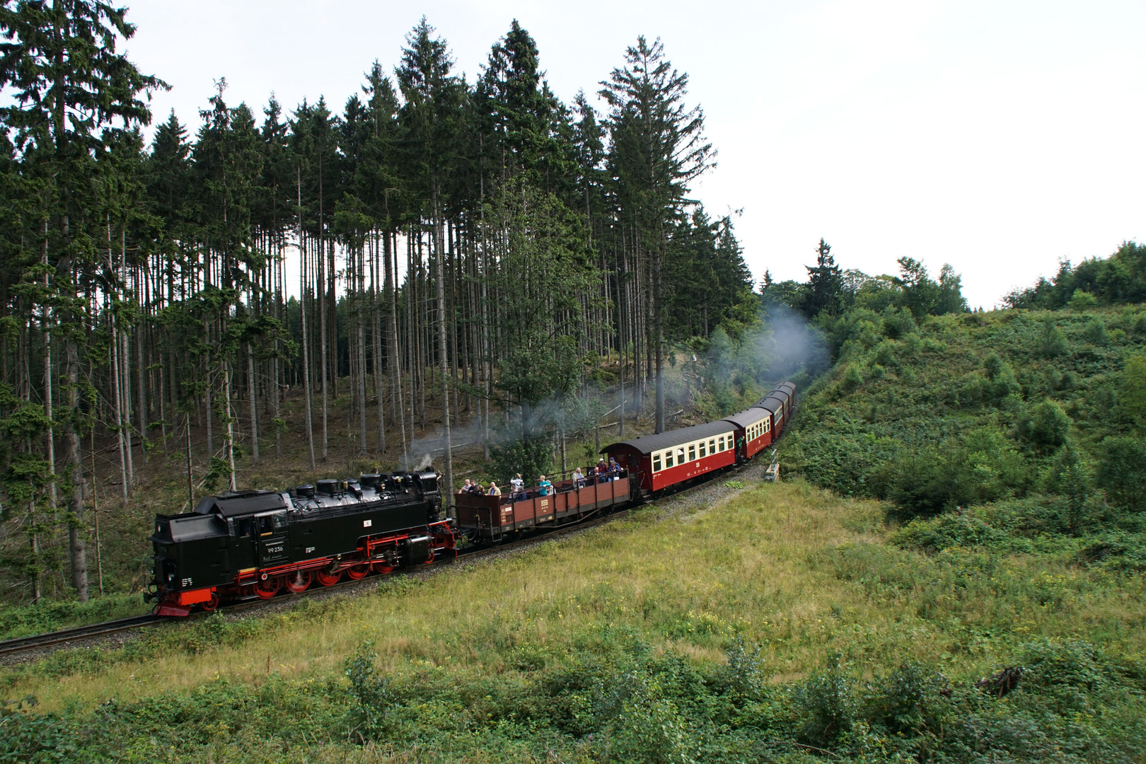 Brockenbahn mit Aussichtswagen