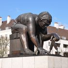 Bronze sculpture of Isaac Newton , in the courtyard of the The British Library London
