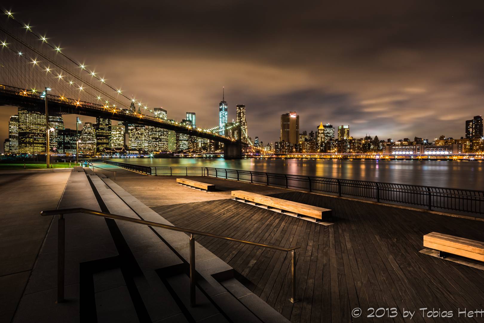 Brooklyn Bridge at night / color