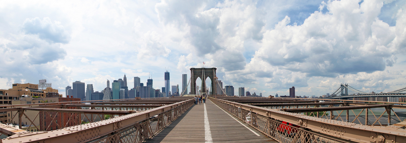 Brooklyn Bridge, Panorama, Blick auf Manhattan