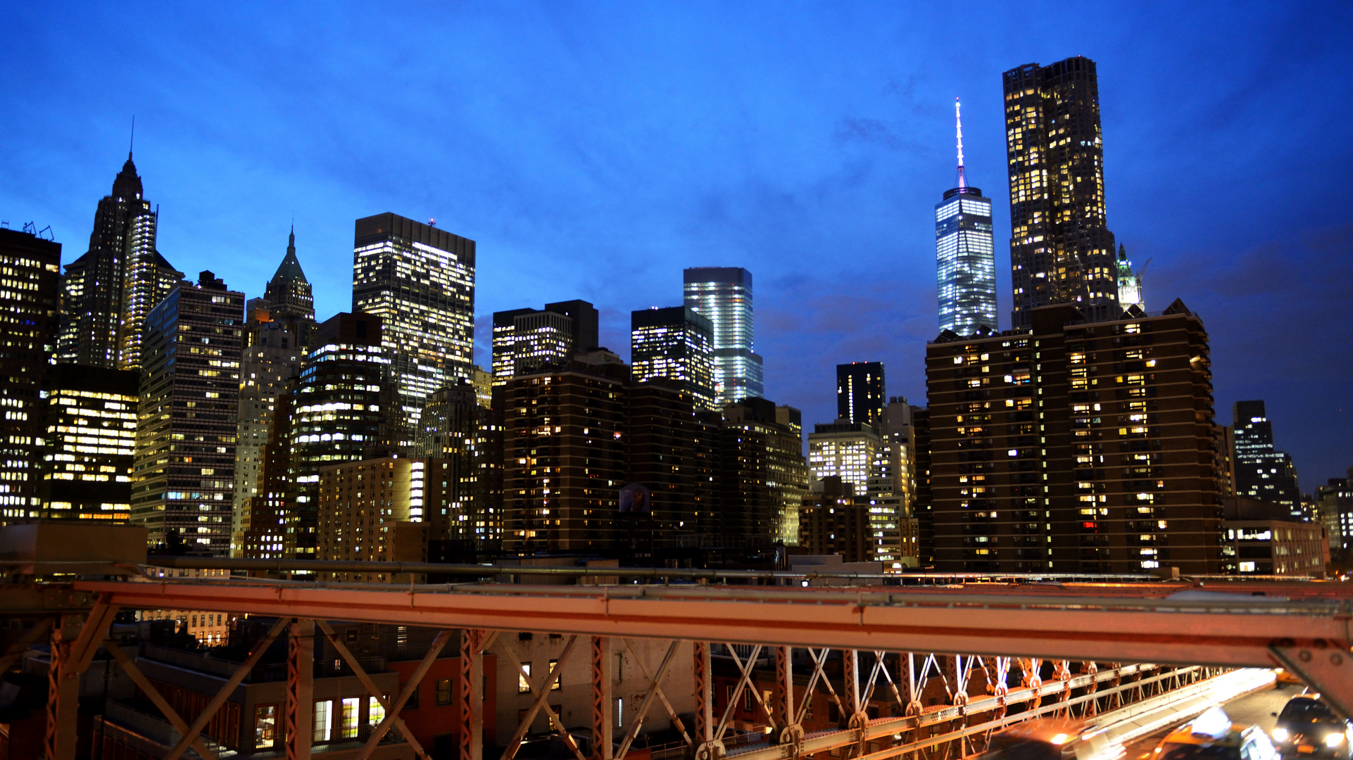 Brooklyn Bridge: Skyline am Abend 1