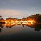 Brücke am Wehr von Burgau in Jena bei Nacht