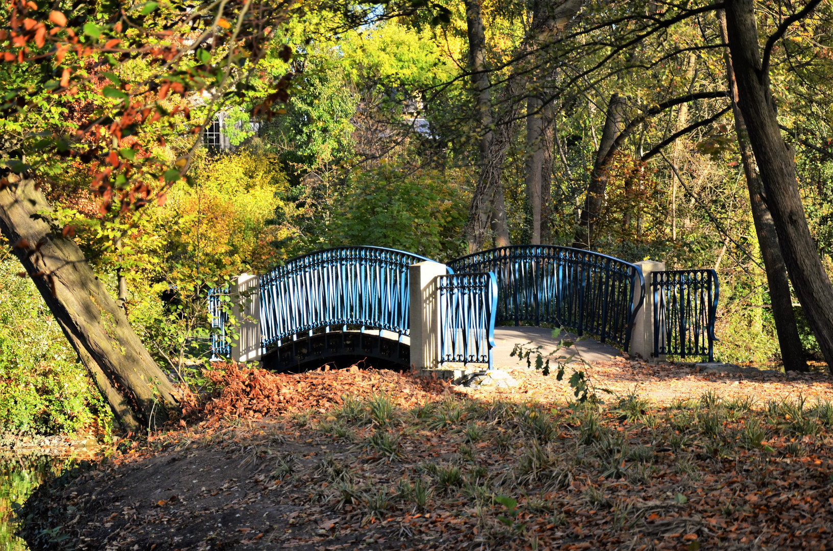 Brücke im herbstlichen Park