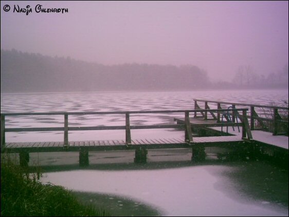 Brücke im Schneegestöber