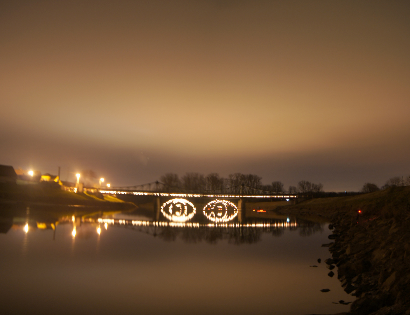 Brücke in Kostelany nad Moravou zu Weihnachten 2014