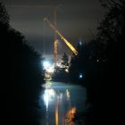Brückenbaustelle bei Nacht aus der "Ferne"