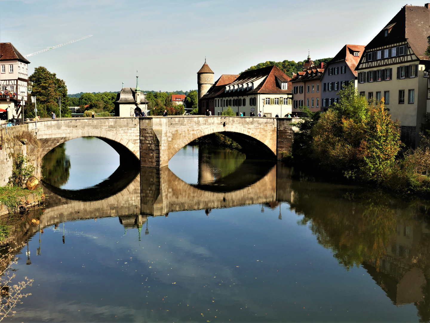 Brückenspiegelung in Schwäb.Hall