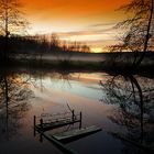 Brume du soir sur l'étang