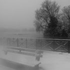 brume et neige sur le lac d'Annecy