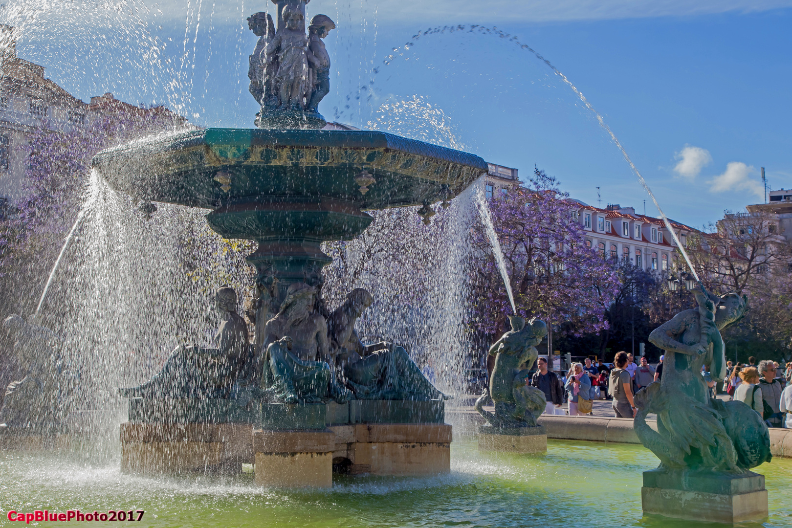 Brunnen am Rossio Platz Lisboa
