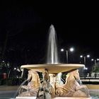 Brunnen der vier Pferde in Rimini am Abend
