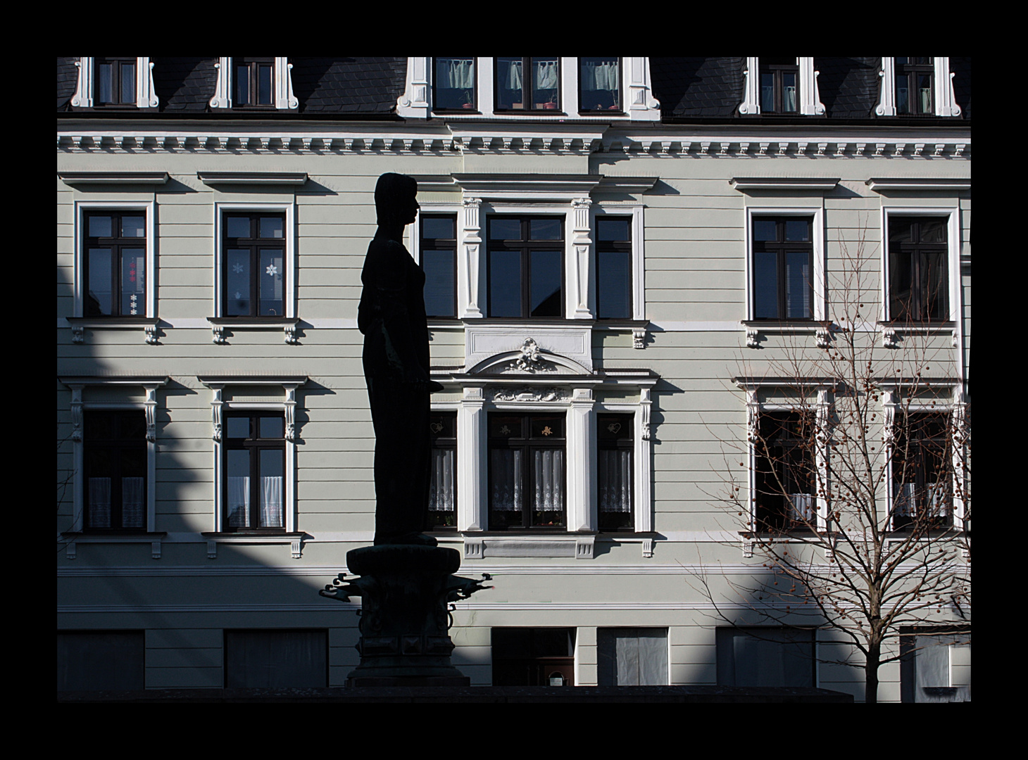 Brunnenfigur in Crimmitschau am Marktplatz