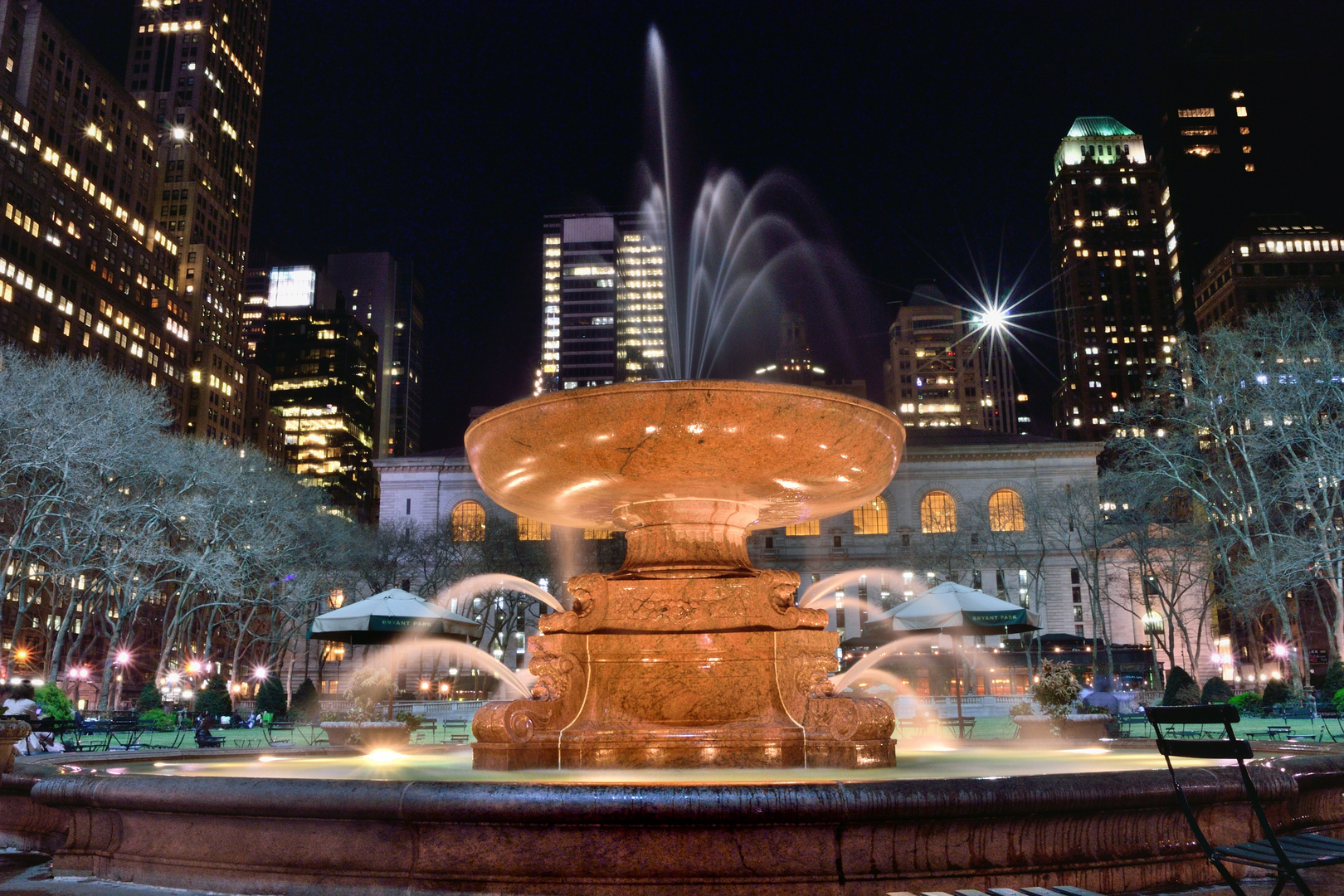 Bryant Park by night