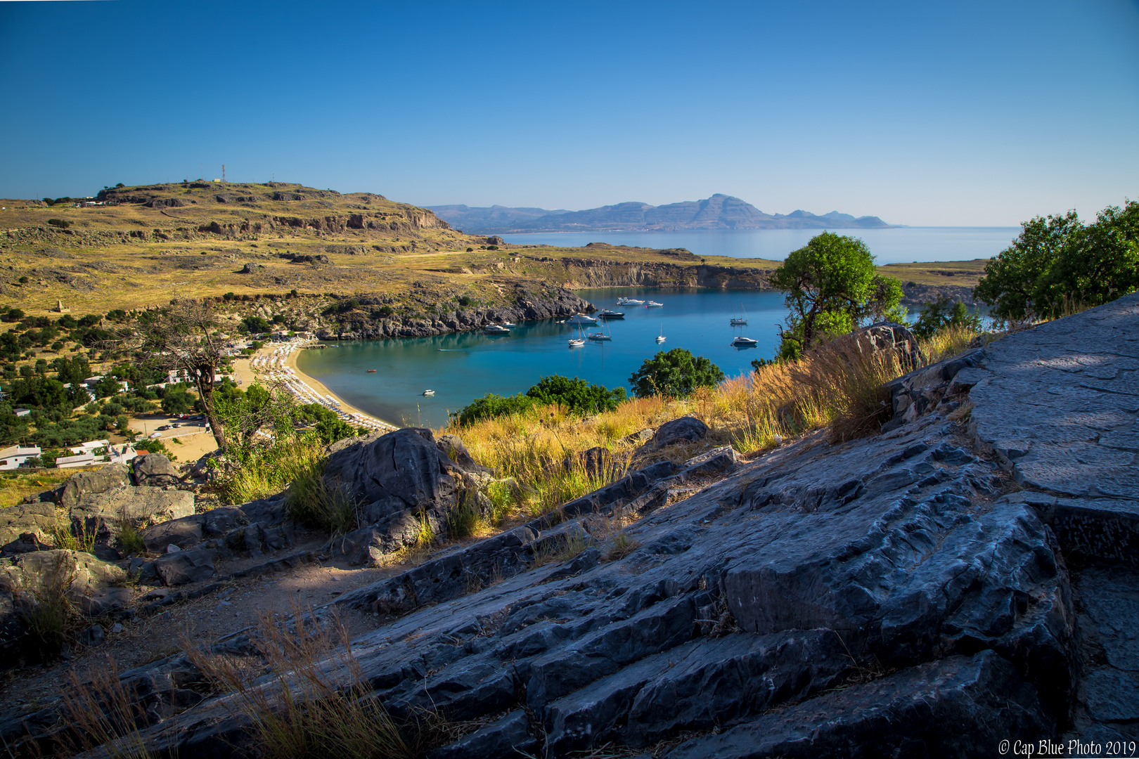 Bucht von Lindos am frühen Morgen