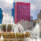 Buckingham Fountain with pink