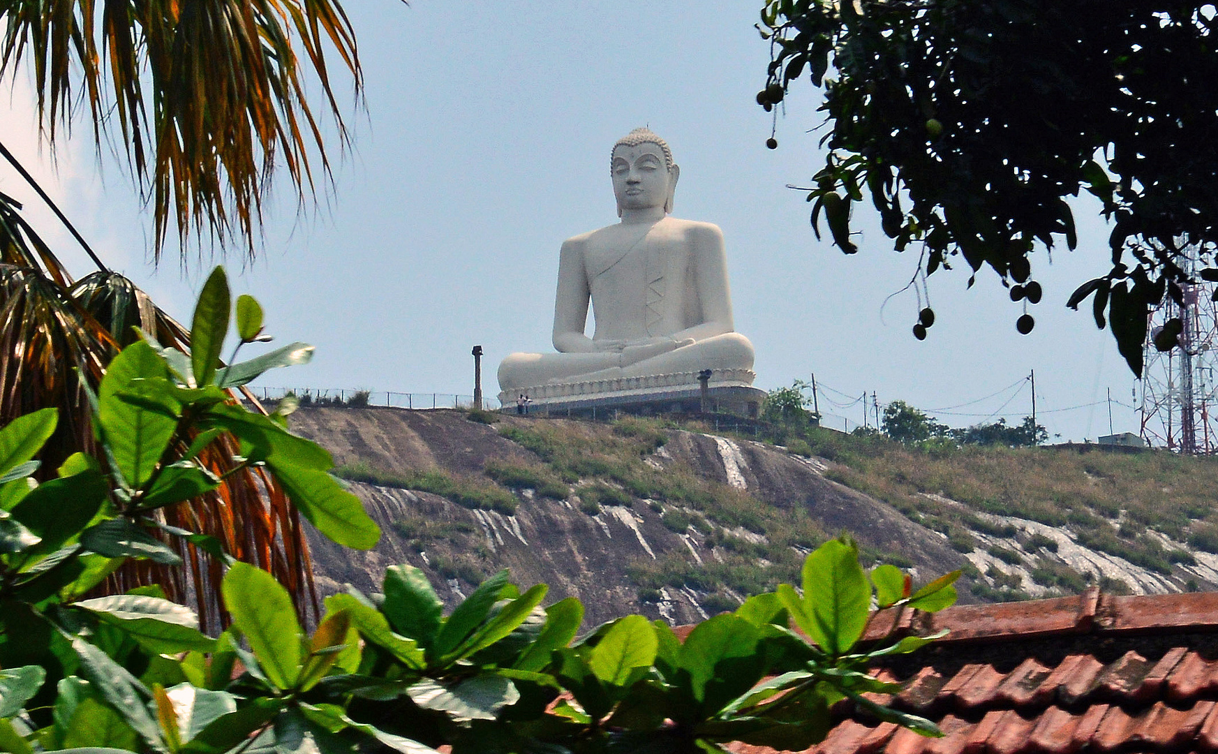 Buddha hoch auf dem Felsen